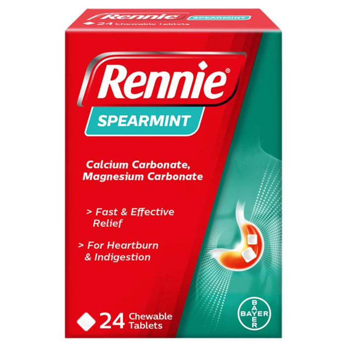 Rennie Spearmint Heartburn & Indigestion Relief tabletas 24 por paquete