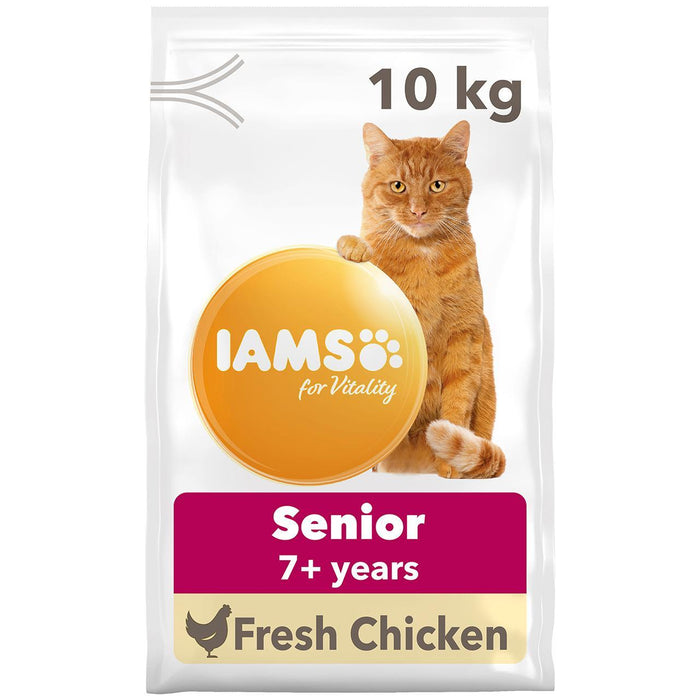 IAMS pour Vitality Senior Cat Food avec du poulet frais 10 kg