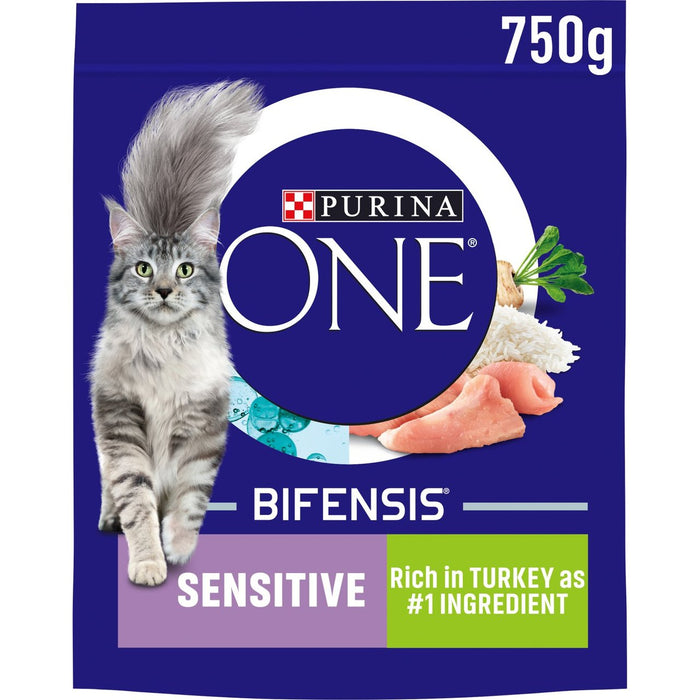 Purina One Sensitive Dry Cat Food Turquía y arroz 750g