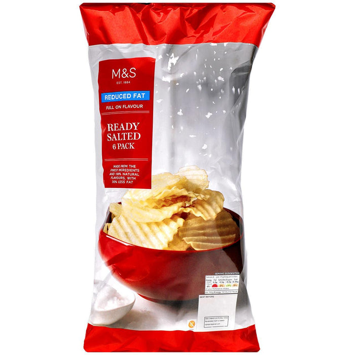 M & S reduzierte fettreferde gesalzene Chips 6 pro Pack